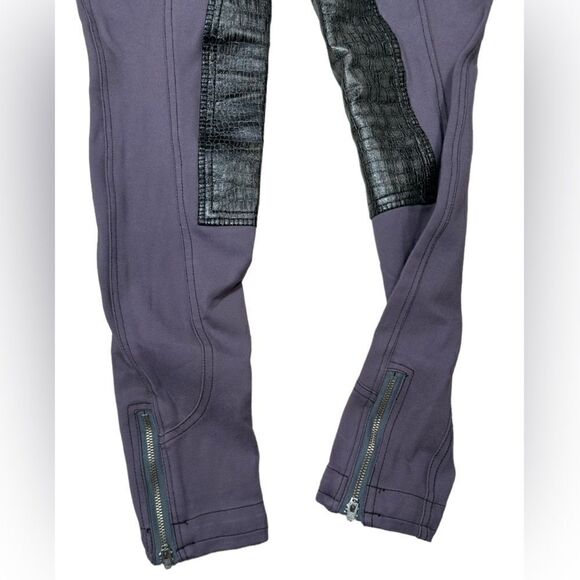 GhoDho Womens Purple & Black Leather Knee Patch Equestrian Riding Breeches EU 30 - Picture 4 of 12